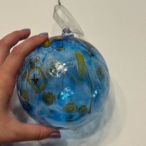 Blue Handblown Murrini Ornaments by Beck Glass Sphere Ball